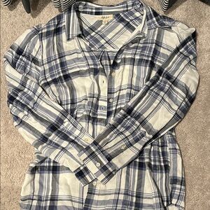Style & Co. Navy and White Plaid Shirt